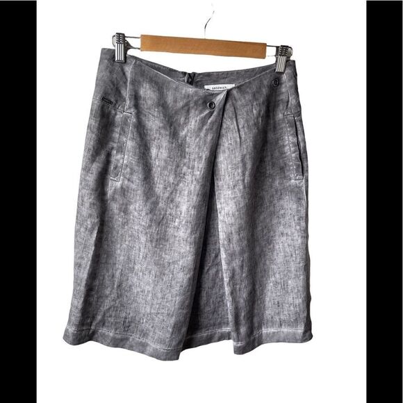 𝅺anthropologie Sandwich grey 100% linen skirt size XS - Picture 1 of 12